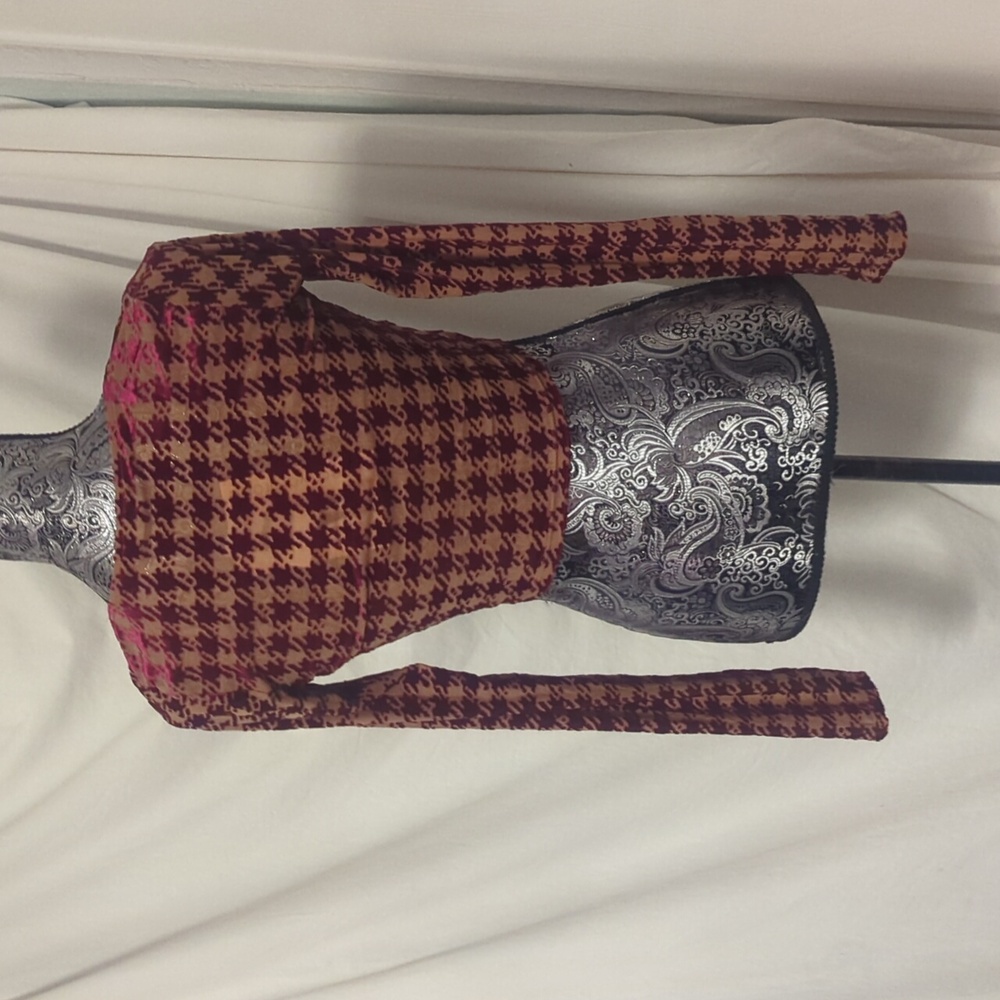 NWT Naked Wardrobe Red Houndstooth Crop Top - Picture 4 of 10